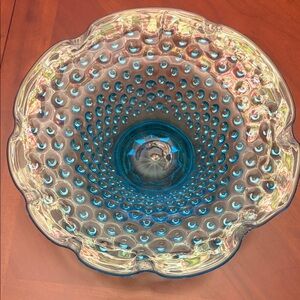 Elegant Blue hobnail Glass Bowl